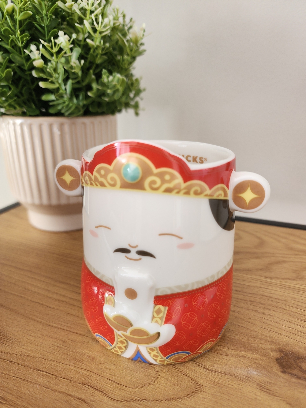 Starbucks Red and Gold Festive Character Ceramic Mug